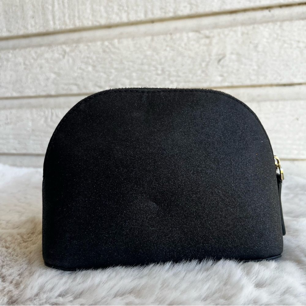 KATE SPADE Black Glitter Schuyler Small Dome Pouch Morgan Cosmetic Bag - Picture 7 of 8
